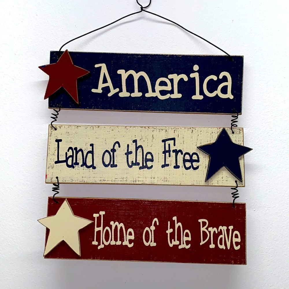 🇺🇸America land of the free  Home of the brave wood wall hanager New